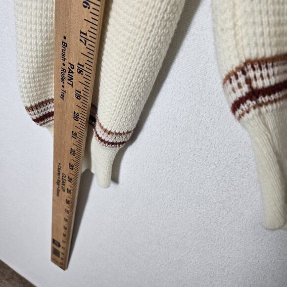 VTG Waffle Knit Sweater Made in Italy Carson Pirie Scott Co sz XL Ivory V Neck - Picture 11 of 12
